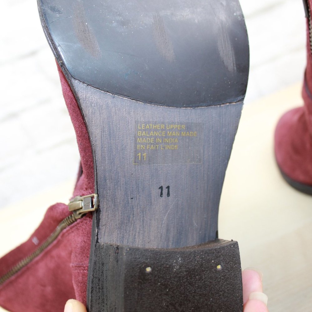 Seychelles Castanets Sand Red Suede Buckle Strap Block Heel Ankle Boots Size 11 - Picture 8 of 9